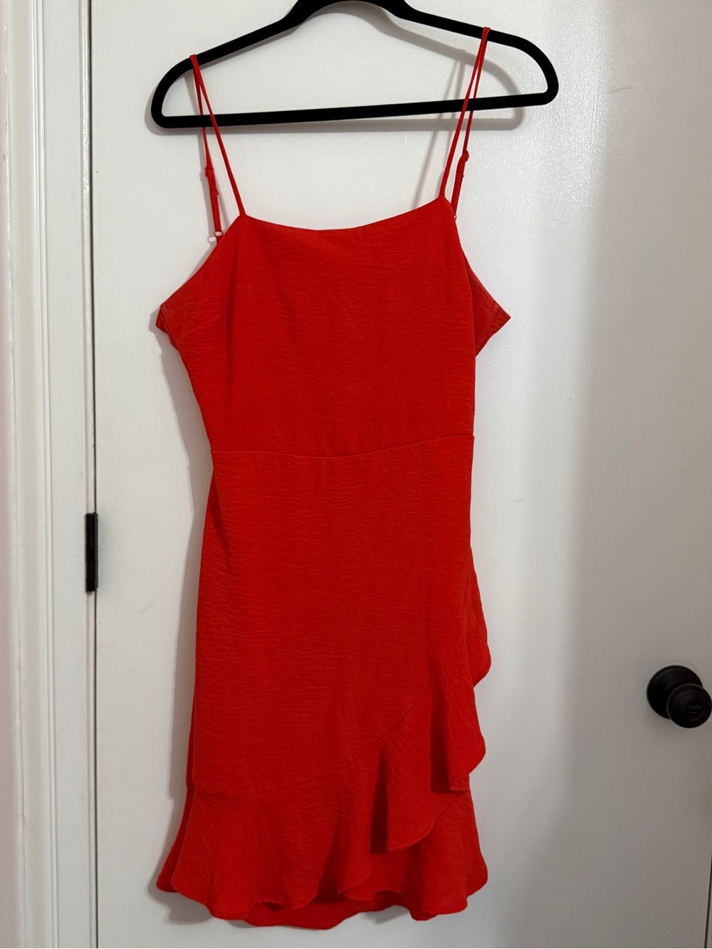 Orange Spaghetti Strap Ruffle Dress - Women's Casual Dress